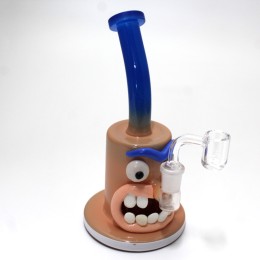 8'' Blue/Orange Color Monster Design Hand Made Art Dab Rig Water Pipe With 14 MM Male Banger