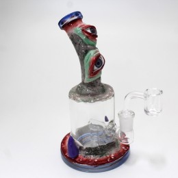 8'' Two Eye Monster Design Hand Made Art Dab Rig Water Pipe With 14 MM Male Banger