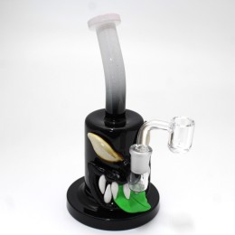 8'' Green Tongue With Teeth Monster Design Hand Made Art Dab Rig Water Pipe With 14 MM Male Banger