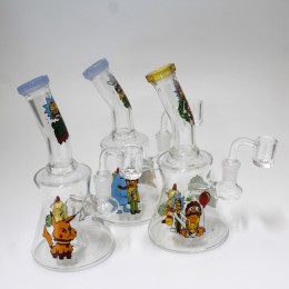7'' Beaker Base Sticker Design Dab Rig Water Pipe With 14 MM Male Banger 