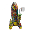 8'' Silicone Rocket Style With Led Light Water Pipe Printed Color 