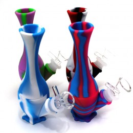 6'' Silicone Multi Color 2 Part Water Pipe With 14 MM Male Bowl 