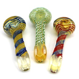 4'' Multi Color Swirl Design  Heavy Duty Glass Hand Pipe