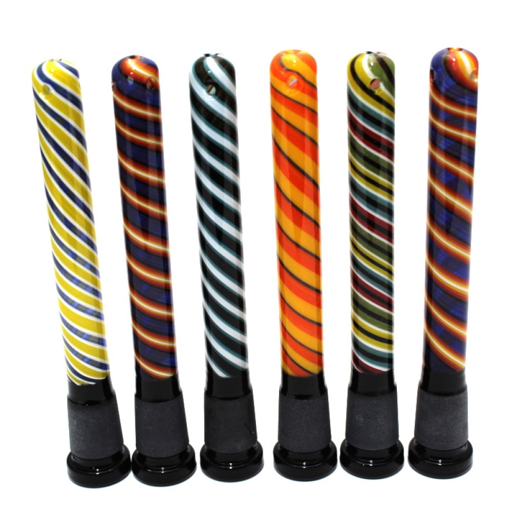 4.5'' Colorful Down Stem 18 MM Male to 14 MM Female Glass On Glass 