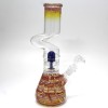 12'' Beaker Base Zig Zag Color Art Water Pipe Glass On Glass 