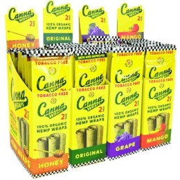 Canna Wraps Hand Rolled Organic Hemp Wrap Rolls - 2 Wraps/Pack, 24 Pack Display Box 