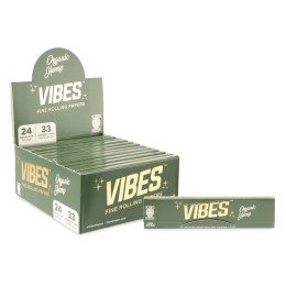 Vibes Organic Hemp Rolling Papers King Size 24 Booklet Per Box / 33 Papers + Tips Per Booklet