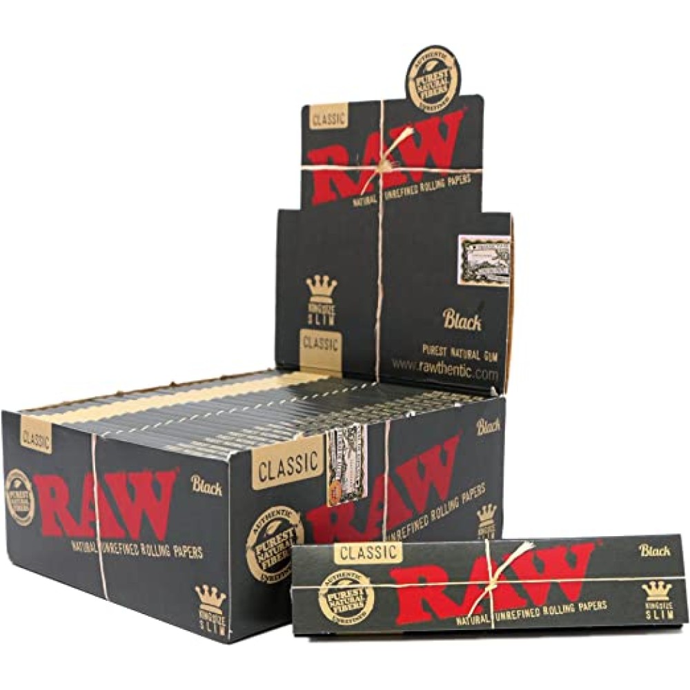 Raw Classic king Size Slim Black 50 Pack