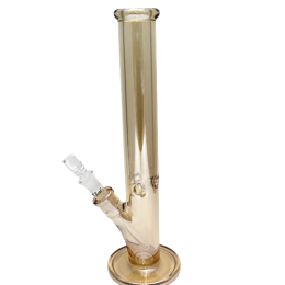 16'' Gold Color Straight Shooter Heavy Water Pipe Glass On Glass 