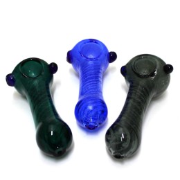 4.5" Ribbed Design Assorted Color Glass Hand Pipe