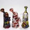 6" Silicon Multi  Print Color Dab Rig Water Pipe With 14 MM Male Banger 