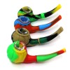 5'' Silicone Multi Color Sherlock Style Hand Pipe With Glass Bowl 