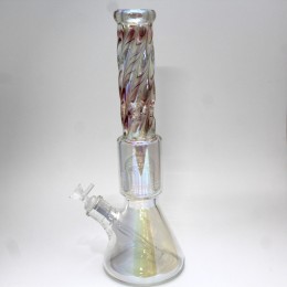 15'' Beaker Tree Percolator With Twisted Top Heavy Water Pipe Glass On Glass 