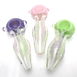 4'' US Color Head Swirl Color Heavy Duty Glass Hand Pipe 