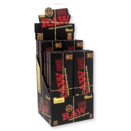 RAW Classic Cone Black King Size - Display of 12 - 20 Cones per Pack