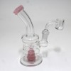 5.5" Tube Color Ribbed Design Water Pipe  With 14 MM Male Quartz Banger 