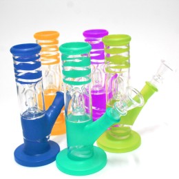 6" Solid Color Flat Bottom Dome Percolator Single Slide Bowl Water Pipe G-G 