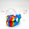 4" Silicon and Glass Fancy Design Water Pipe With 14 MM Male Banger 