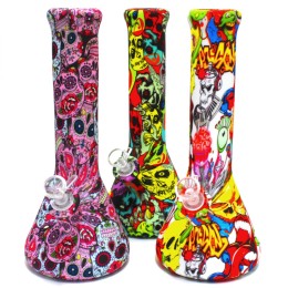 12'' Silicone Color Printed Art Beaker Water Pipe G-G