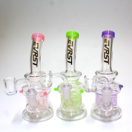 7" Evrst  Doted Swirl  Color Dab Rig Water Pipe with 14mm Male Banger