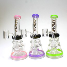 7" Evrst  Tube Color Dab Rig Water Pipe With 14mm Male Banger