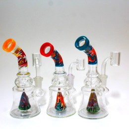  6" Inner Cone Zig Zag Color Dab Rig Water Pipe G-G