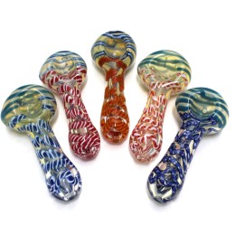 3" Full Swirl assorted color glass hand pipe 