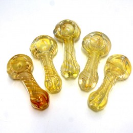 3" Silver Fumed swirl color glass hand pipe