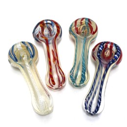 3.5"See through head flower color design glass hand pipe