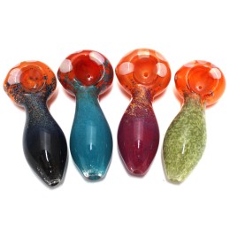 4" Head Doted Assorted Color heavy duty glass hand pipe