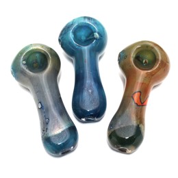 3.5" Blue Art Color Thick Heavy Duty Glass Hand Pipe