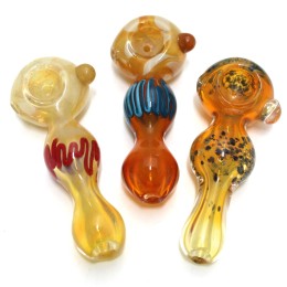 4.5" Gold Fumed swirl color Heavy duty glass hand pipe 