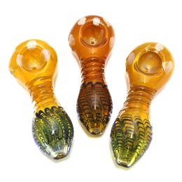 4" Gold Fumed art heavy duty glass hand pipe