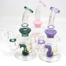 7"  COLOR JOIN WATER PIPE W/ DISC PERCULATOR WITH 14 MM MALE BANGER BY CALI CLOUDX