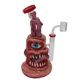 8''  Colorful Cyclops Monster Dab Rig Shower Head Percolator Glass Water Pipe With 14 MM Male Banger 