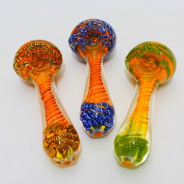 4" Gold Fumed Multi Color Heavy Duty Glass Hand Pipe