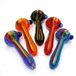 5" Rasta Liner Color Heavy Duty Glass Hand Pipe 