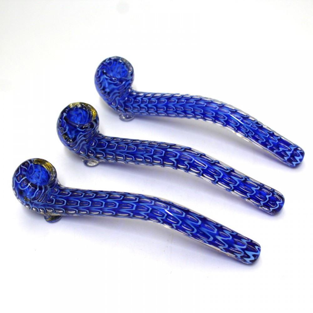 7" Blue Bubble Art Sherlock Pipe