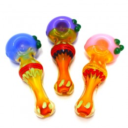 5" Big Head Color  Heavy Duty Glass Hand Pipe 