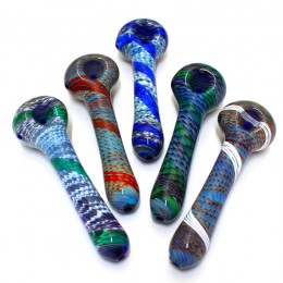 6" Printed Design Color Heavy Duty Glass Hand Pipe