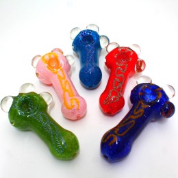 4.5'' Jumbo Size Cubed Color Extra Heavy Duty Glass Hand Pipe 