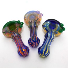 4" 3Dot Tube Color Heavy Duty Glass Hand Pipe