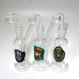 6'' Decal Design Dab Rig Bubbler With 14 MM Male Banger 