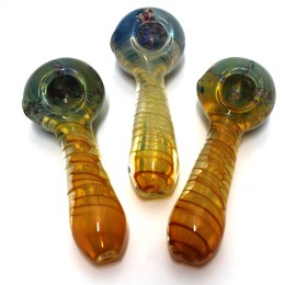 5'' Gold Fumed Head Color Extra Heavy Duty Glass Hand Pipe 