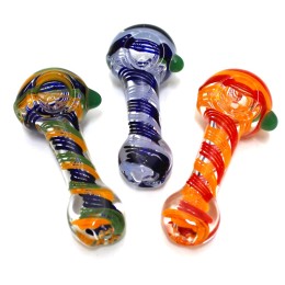 4'' Bright Color Thick Swirl Design Heavy Duty Glass Hand Pipe