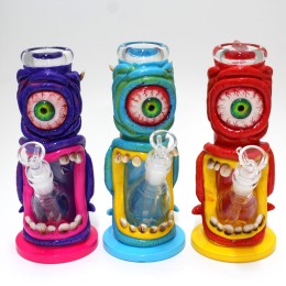 9'' Monster Design Big Eye Decorated Straight Water Pipe G-G 
