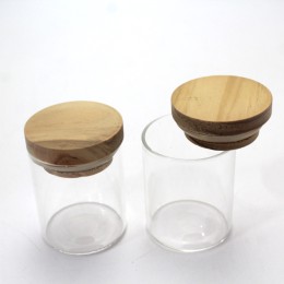Glass Jar With Wooden Lid Small Size 