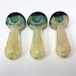 4'' Green Color Head With Bubble Heavy Duty Glass Hand Pipe 