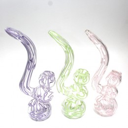 9'' Clear With Color Sherlock Style Bubbler Large Size 