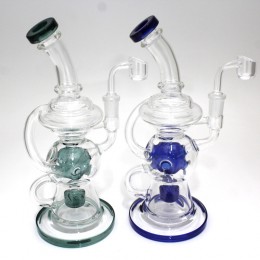10'' Double Recycle New  Design Water Pipe With 14 MM Male Banger 